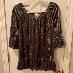 Beach Lunch Lounge Crushed Velour Taupe Top S EUC